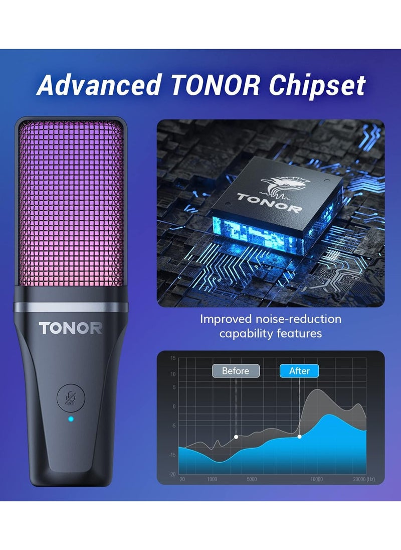 TONOR - "USB Gaming Microphone with RGB Lighting - Quick Mute, Precision Control, Ideal for Gaming, Streaming, and Podcasting - TC777 Pro" - Image 1