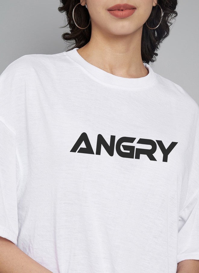 Trend Level Women Typography Printed Drop-Shoulder Sleeves T-shirt - Image 2