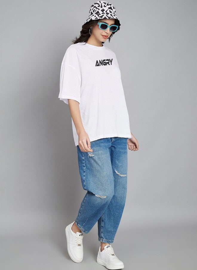 Trend Level Women Typography Printed Drop-Shoulder Sleeves T-shirt - Image 4