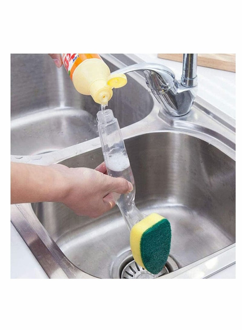 Y&D Kitchen Cleaning Brush Set, 1 Pcs Dish Wands and 3 Refill Replacement Heads Long Handle Sponge - Image 2