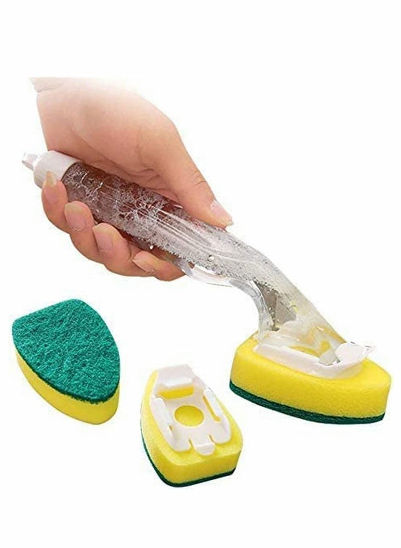Y&D Kitchen Cleaning Brush Set, 1 Pcs Dish Wands and 3 Refill Replacement Heads Long Handle Sponge - Image 1
