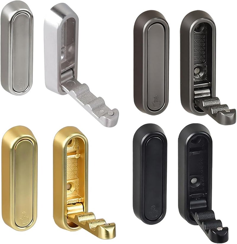 Silver Heavy Duty Aluminum Alloy Folding Wall Hook Set of 2 for Coats Hats Backpacks Towels - Image 5