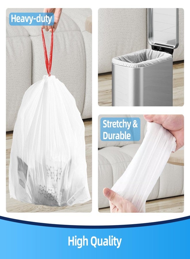 KUK 1.6 Gallon Drawstring Trash Bags - 60 Count White Small Garbage Bags, Unscented Strong Plastic Waste Basket Liners for Home/Office/Car, Fits 4.5-8 Liter Bins, 6 Rolls with Tear-Free Design - Image 3