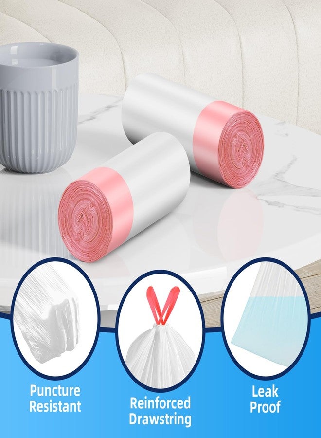 KUK 1.6 Gallon Drawstring Trash Bags - 60 Count White Small Garbage Bags, Unscented Strong Plastic Waste Basket Liners for Home/Office/Car, Fits 4.5-8 Liter Bins, 6 Rolls with Tear-Free Design - Image 5