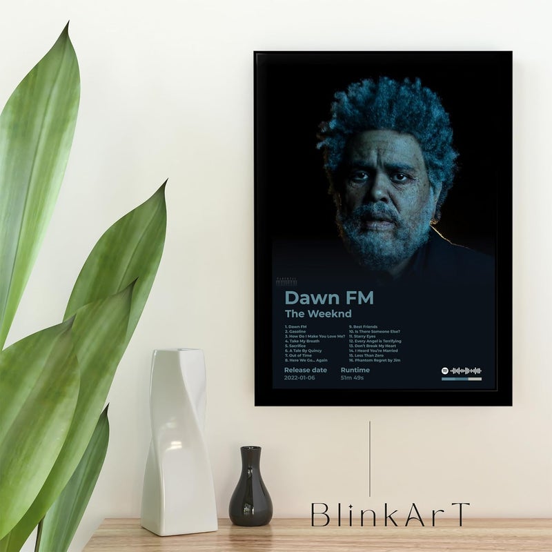 BLINKART BLINKART The WeekendDawn FMMusic Album Songs Hanging Photo Frame Poster 1310 InchWall Print Decor For Home Bedroom Living Room Office Study Room Gift Song Link QR Code With Your Photo Frame  - Image 2