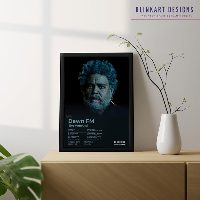 BLINKART BLINKART The WeekendDawn FMMusic Album Songs Hanging Photo Frame Poster 1310 InchWall Print Decor For Home Bedroom Living Room Office Study Room Gift Song Link QR Code With Your Photo Frame  - Image 3