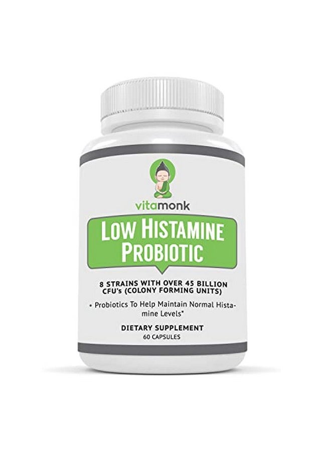 VitaMonk - Low Histamine Probiotics Fight Histamine Intolerance And Support Balanced Gut Health Histamine Free Probiotic For Those Seeking Health Improvements With Histamine Control 60 Capsules - Image 1
