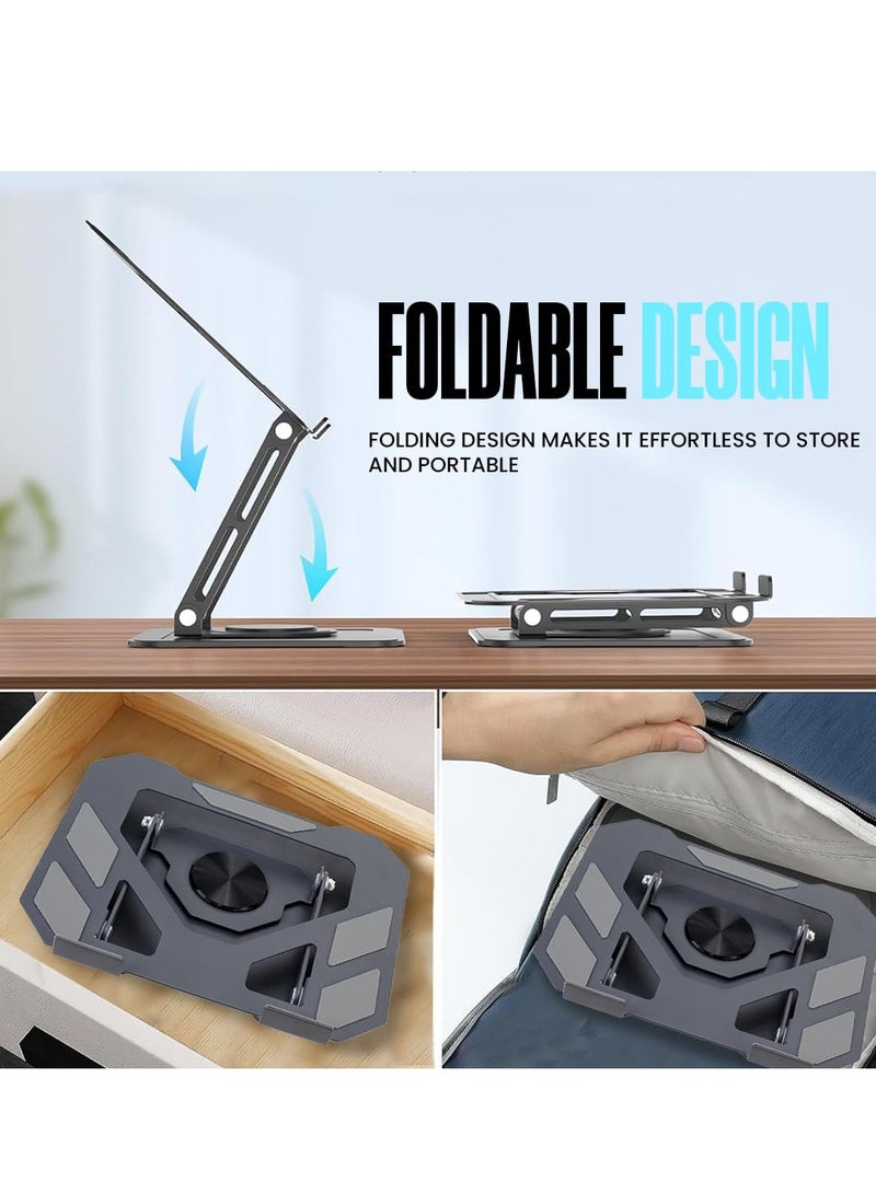 High-quality metal Laptop and Tablet stand with a stable base and adjustable design , 360° rotation and flexible height , Durable material supports all tablets for a comfortable and safe user experience in the office or home Multicolor  - Image 2
