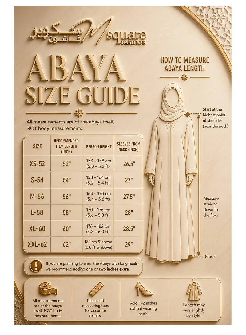 MSquare Fashion  Black Nida Abaya with Contrast Threadwork & Plan Black Headscarf for Women | Best Price UAE