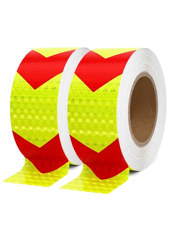 2 PCS Warning Tape, Reflective Tape of Arrow Caution Water-proof High Visibility,Hazard Caution Warning Adhesive Tape Outdoor for Floor Marking, Trailers, Trucks, Cars, Boats - Image 1