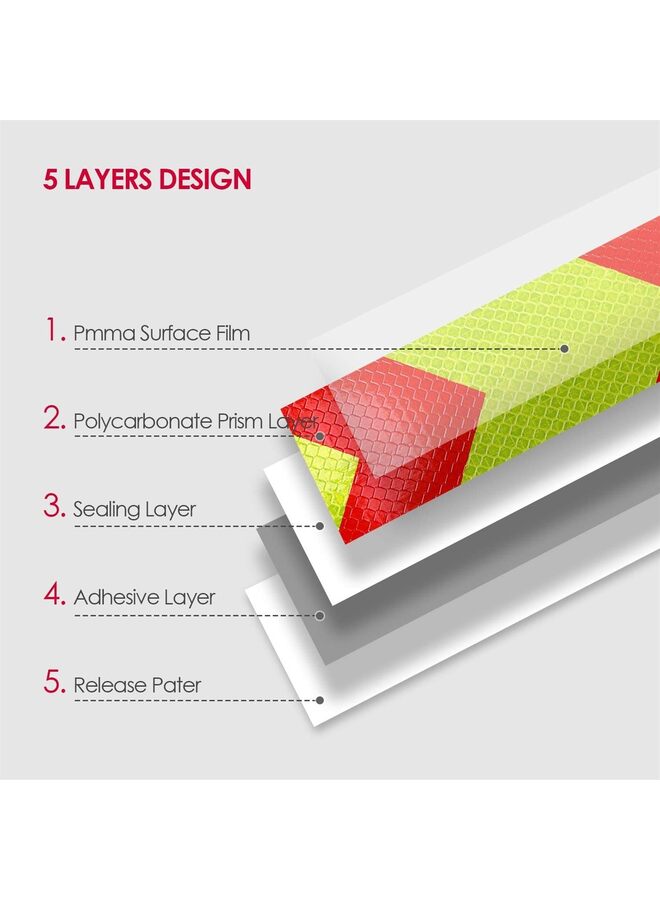 2 PCS Warning Tape, Reflective Tape of Arrow Caution Water-proof High Visibility,Hazard Caution Warning Adhesive Tape Outdoor for Floor Marking, Trailers, Trucks, Cars, Boats - Image 2