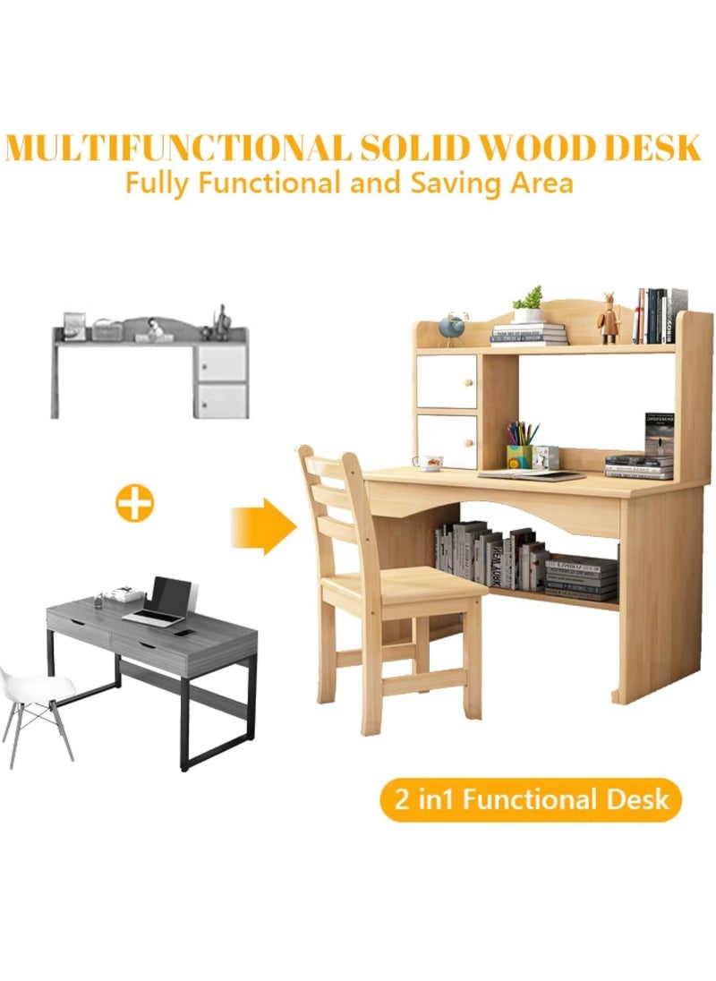 Computer Desk with Storage Shelves Home Office Writing Desk Modern Gaming Writing Table for Home Office Furniture (Brown)