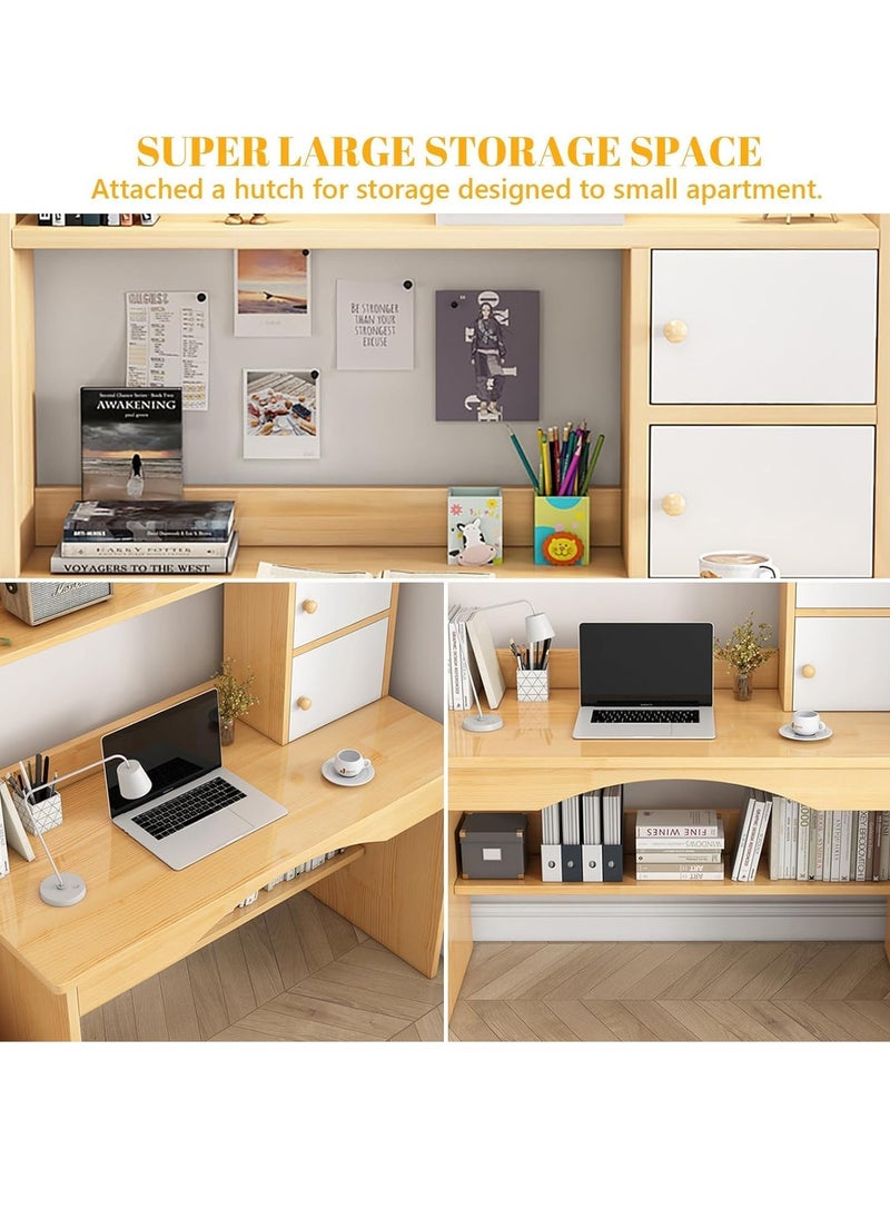 Computer Desk with Storage Shelves Home Office Writing Desk Modern Gaming Writing Table for Home Office Furniture (Brown)