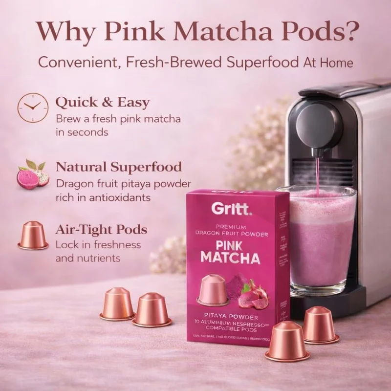 Gritt  Gritt Pink Matcha (Pitaya Powder) - 10 Pods  | Best Price UAE
