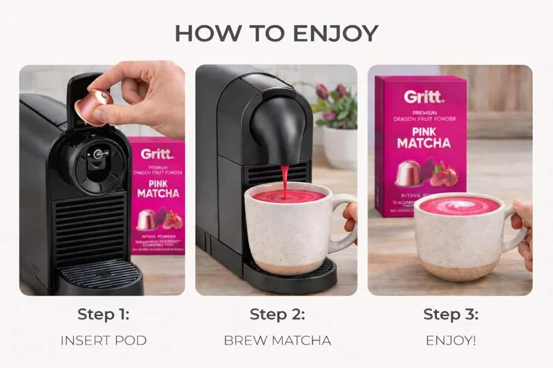 Gritt  Gritt Pink Matcha (Pitaya Powder) - 10 Pods  | Best Price UAE