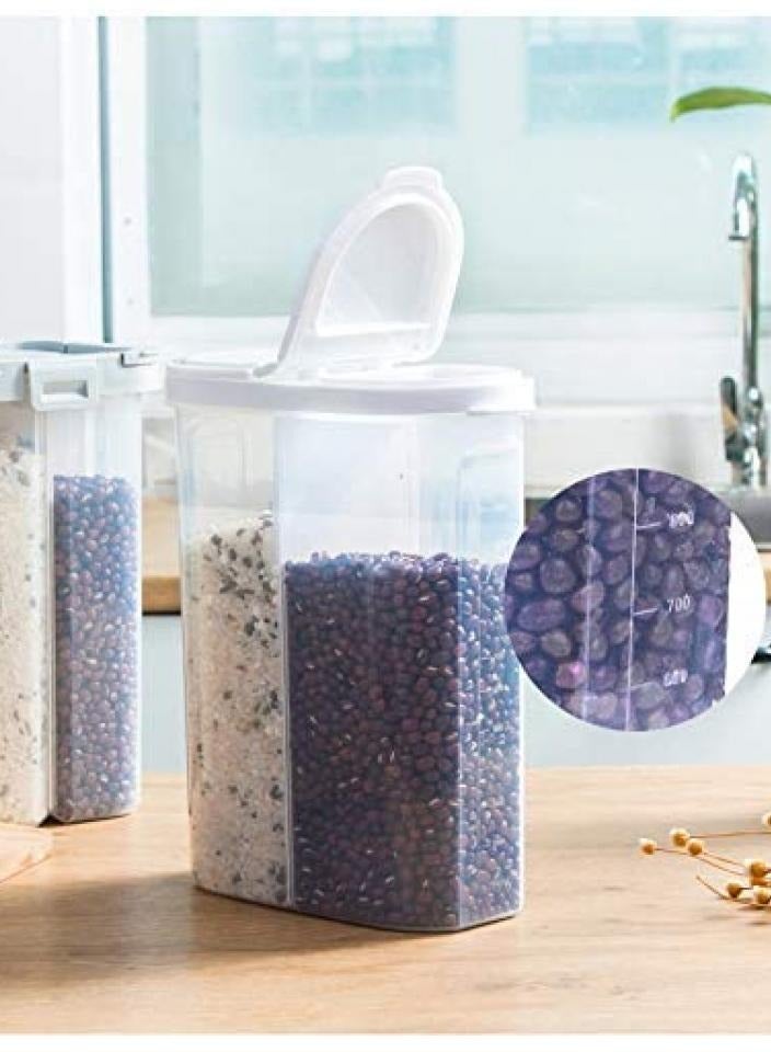 اليسا حاويات طعام كبيرة محكمة الغلق لتخزين المطبخ، برطمان محكم الغلق، علب طعام محكمة الغلق مقاومة للهواء، للقهوة والشاي والسكر والوجبات الخفيفة، منظم باللون الرمادي - Image 2