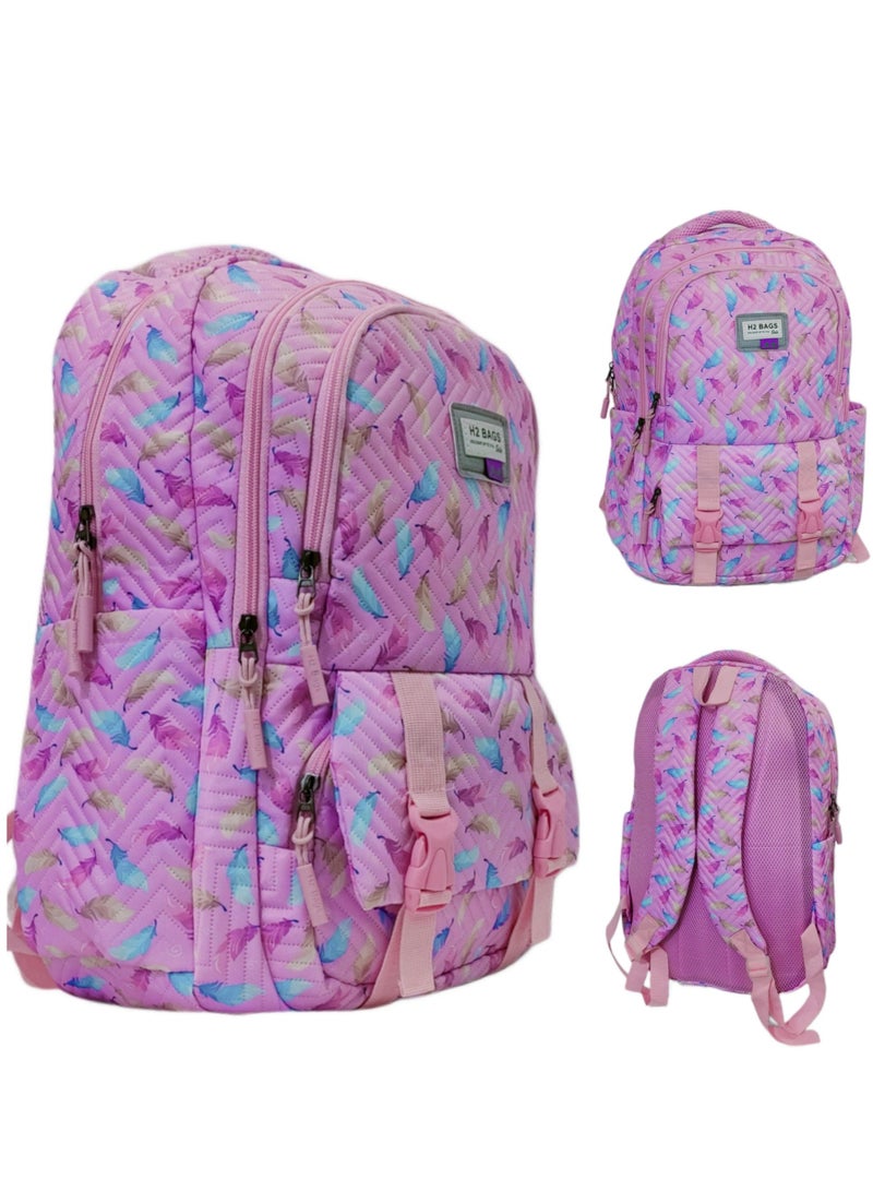 h2 Large trendy school baded multizips bag backpack - Image 1