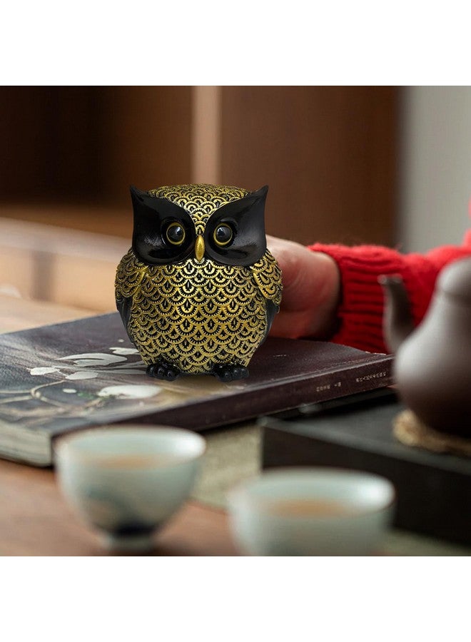 Xtore® Modern Classy Lucky Owl Resin Art Figure Showpiece (Pack of 1, Black and Golden) - Image 3