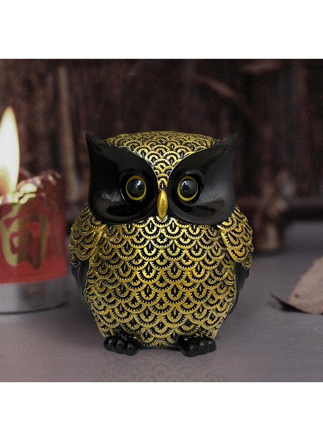 Xtore® Modern Classy Lucky Owl Resin Art Figure Showpiece (Pack of 1, Black and Golden) - Image 2