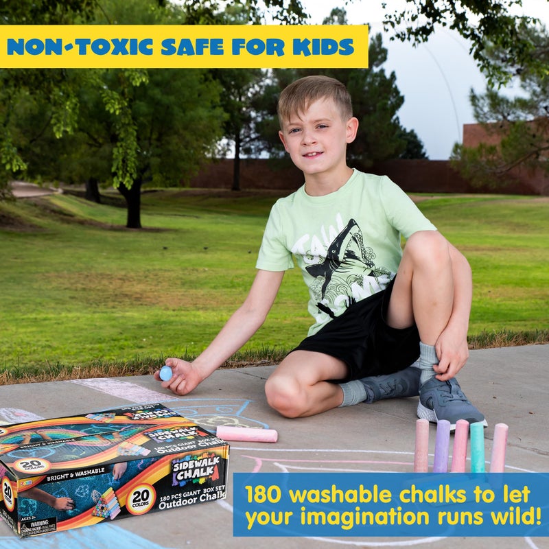 JOYIN 180 PCS Washable Sidewalk Chalks Set in 20 Colors Non-Toxic Jumbo Chalk for Outdoor Art Play, Painting on Chalkboard, Blackboard and Playground - Image 4
