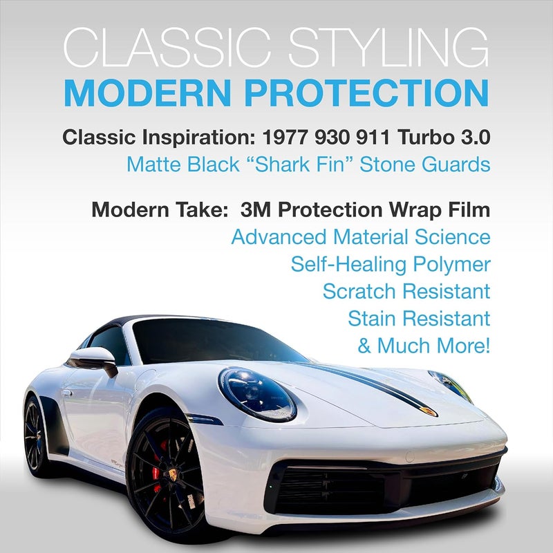 شريط فينيلي أسود مات من Stone Guard متوافق مع سيارة Porsche 911 طراز 997 (2005–2012) وفيلم الحماية PPF من 3M | شرائط تزيين للجانبين الأيسر والأيمن للسيارة - Image 3
