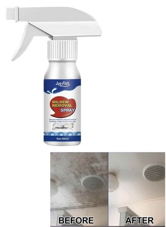 JUE-FISH Instant Home Mold Cleaner & Remover 60ml - Spray for treating damp wall and ceiling mold - Disinfectant spray for toilets and bathtubs from mold - Magic solution to get rid of blackened tile grout and damp surfaces. - Image 1