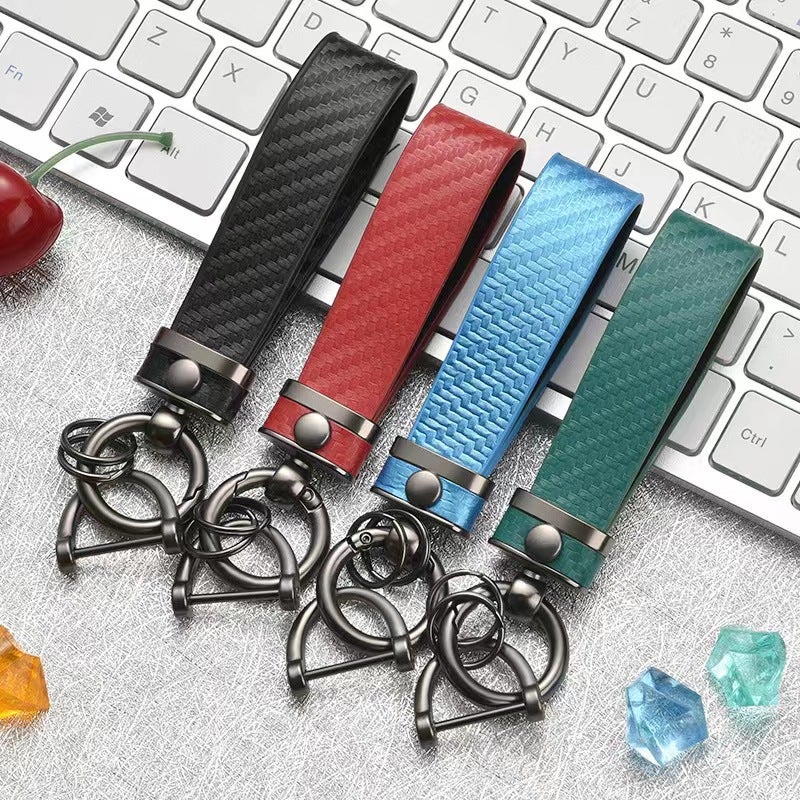 Carbon Fiber Corrugated Car Keychain Metal Key Ring Ring Carabiner Universal Lanyard Anti-Loss Buckle - Image 2