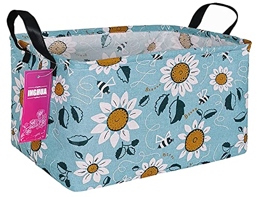 INGHUA Rectangular Storage Basket Fabric Organizer Bin for ToysBooksClothesGiftsPetsPerfect for HomeOfficeNurseryDormShelfRec Sunflower
