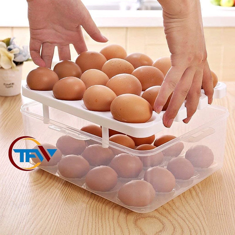 GLENOXZONE Double Layer Egg Storage Box Egg Basket 32 Eggs Made in India Multicolour - Image 2