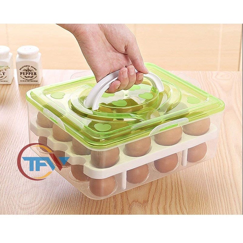 GLENOXZONE Double Layer Egg Storage Box Egg Basket 32 Eggs Made in India Multicolour - Image 4
