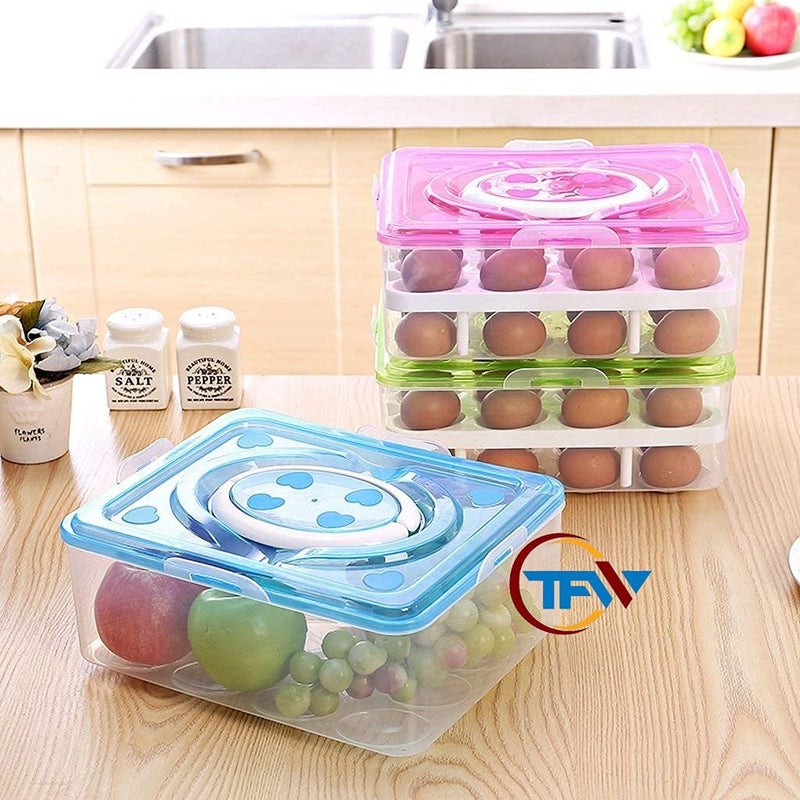 GLENOXZONE Double Layer Egg Storage Box Egg Basket 32 Eggs Made in India Multicolour - Image 5