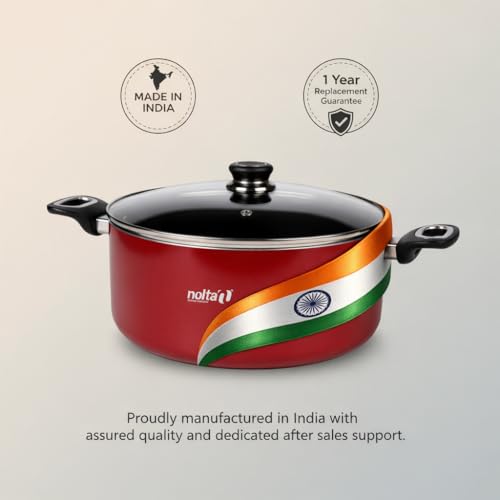 Nolta PS Biryani Pot (6L) Induction Cookware, ISI Certified, 1yr Replace-Guarantee, PFOA-Free Non-Toxic Non-Stick Coating Biriyani Handi (26cm, Maroon) - Image 5