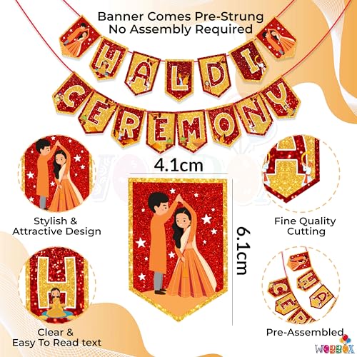 Wobbox Haldi Banner for Bride, Haldi Ceremony Banner, Haldi Decoration Items For Marriage-FP2184 - Image 2