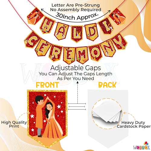 Wobbox Haldi Banner for Bride, Haldi Ceremony Banner, Haldi Decoration Items For Marriage-FP2184 - Image 3
