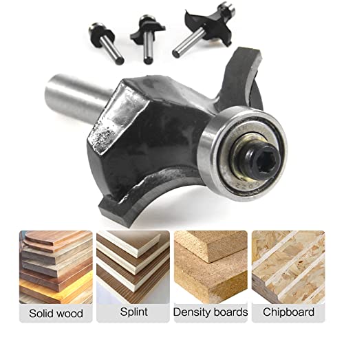 ROOCBIT 1/4 Inch Shank Roundover Edging Router Bit Set Woodworking Milling Cutter Tools 1/8" 1/4" 3/8" 1/2" Radius, Red Black Coating Random - Image 2