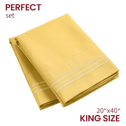 Mellanni Pillow Cases - Luxury, Extra Soft, Cooling Pillow Covers - 2 PC Iconic Collection Pillowcases - Envelope Closure (King 20" x 40", Yellow) - Image 2