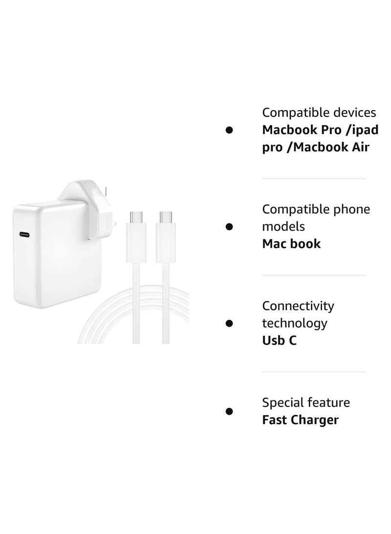 Mac book Pro Charger Mac Fast Charger 87W USB C Charger Power Adapter for MacBook Pro/Air 13 Inch 12 Inch Included USB-C to USB-C Charge Cable - Image 5