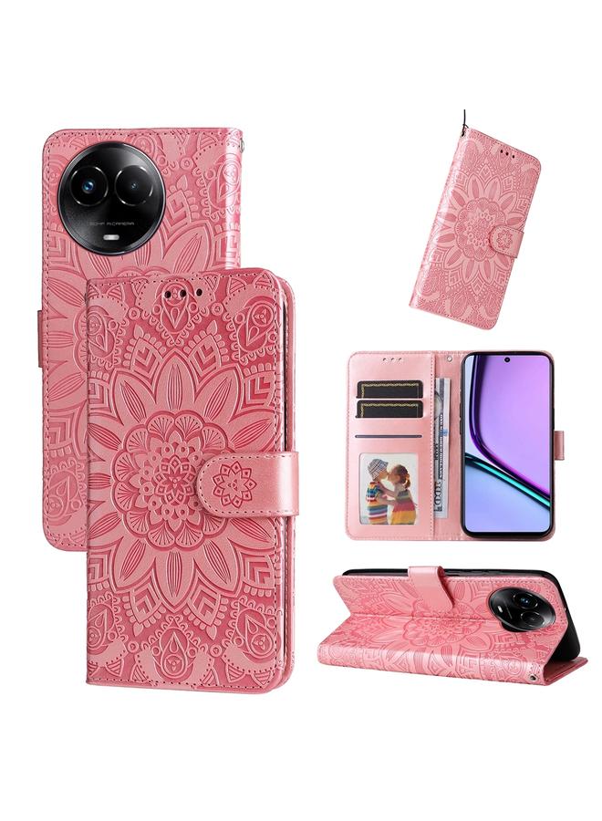 S-TOP Case For Realme C67 5G Global / 11 5G Taiwan Version Embossed Sunflower Leather Phone Case - Image 1