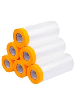 Y&D 6 Rolls Plastic Drop Cloth Sheeting with Masking Tape,Waterproof Protective Film,Prevent Dust Paint for Car,Furniture,Carpet,Floor (110 cm x 20m)  - Image 1