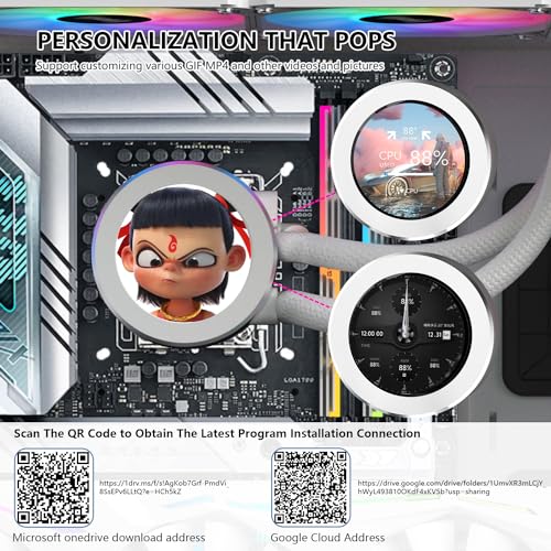 SAMA SM360 White Adjustable Liquid Cooler LCD Display Screen with 3x120mm Addressable ARGB PWM Silent Fan 360mm AIO Radiator - Image 4