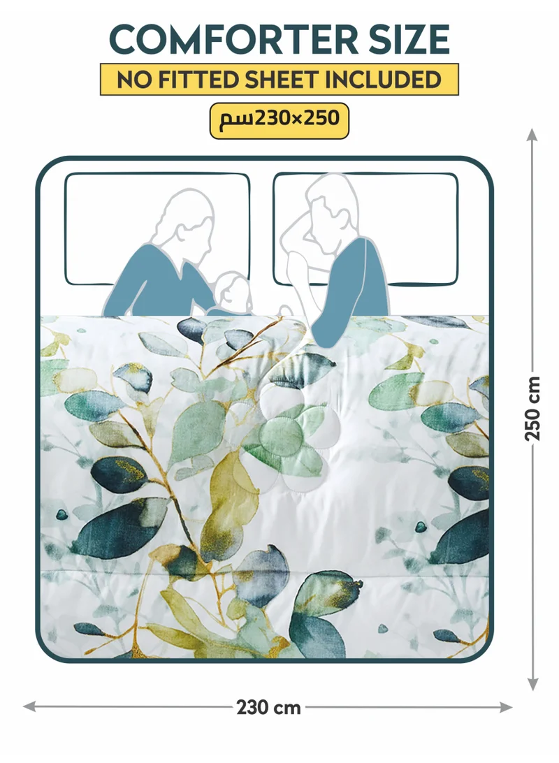 Donetella Bedding Comforter Set, King Size 250x230cm - 4-Pcs Digital Print Quilted Bed Set, Microfiber Fabric - 1 Comforter, 2 Pillow Shams,1 Cushion Cover.