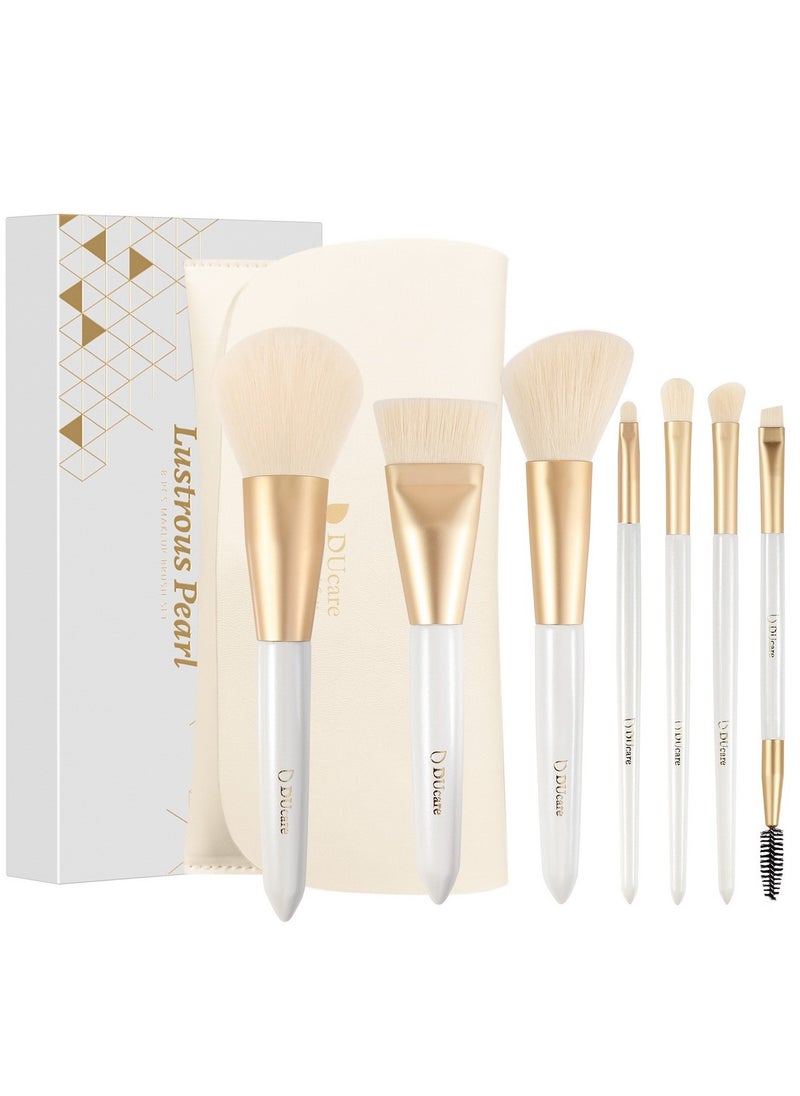 DUcare - Travel Makeup Brush Set Professional Portable 7 Pcs Foundation Powder Contour Eye Shadow Lip Brush with Travel Pouch - Image 1