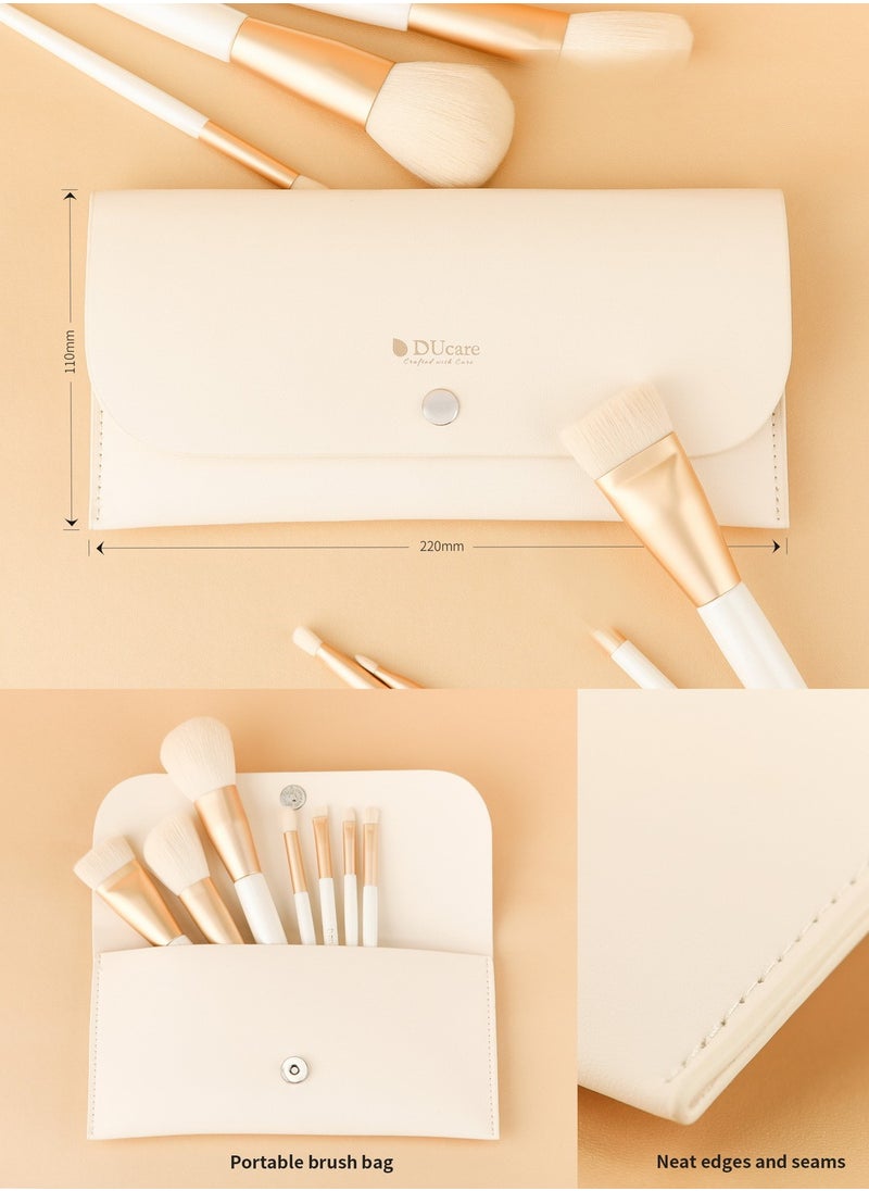 DUcare - Travel Makeup Brush Set Professional Portable 7 Pcs Foundation Powder Contour Eye Shadow Lip Brush with Travel Pouch - Image 1
