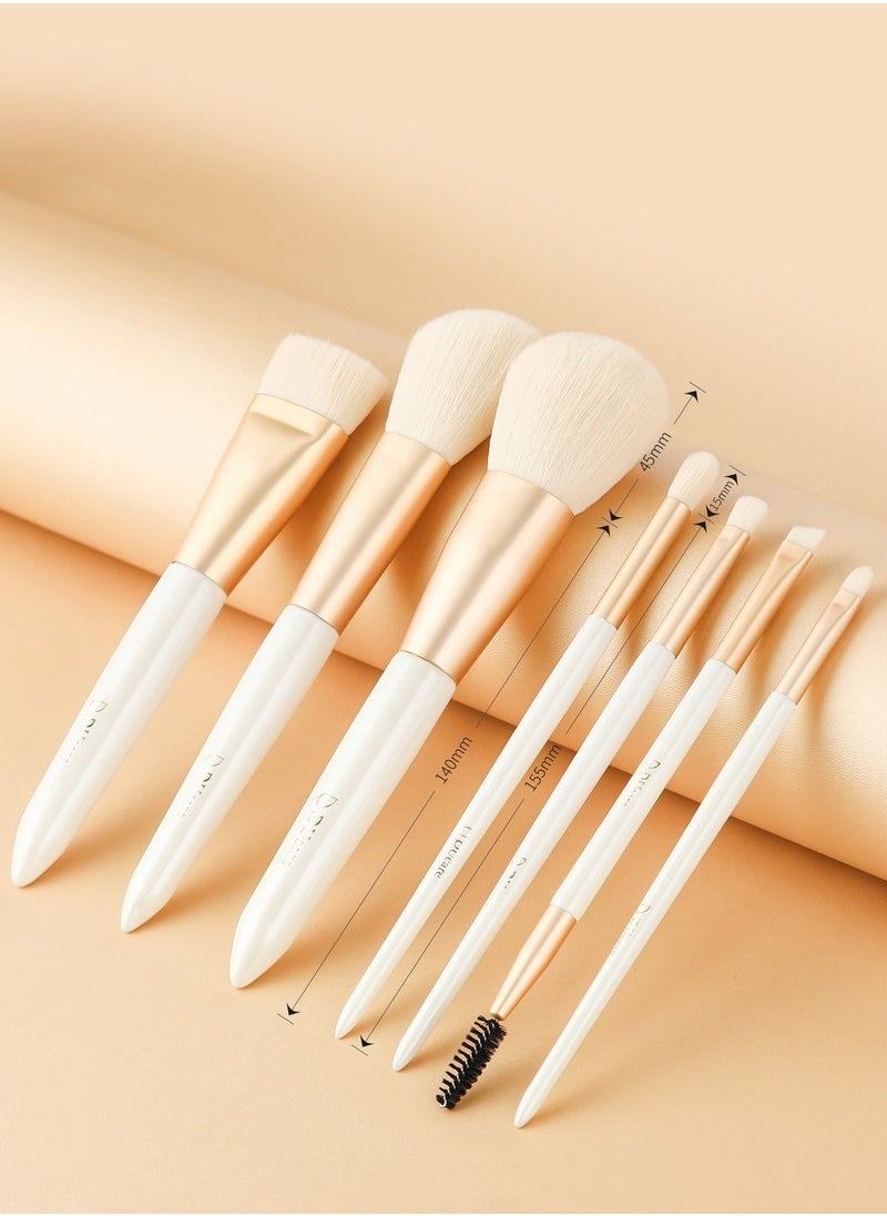 DUcare - Travel Makeup Brush Set Professional Portable 7 Pcs Foundation Powder Contour Eye Shadow Lip Brush with Travel Pouch - Image 1