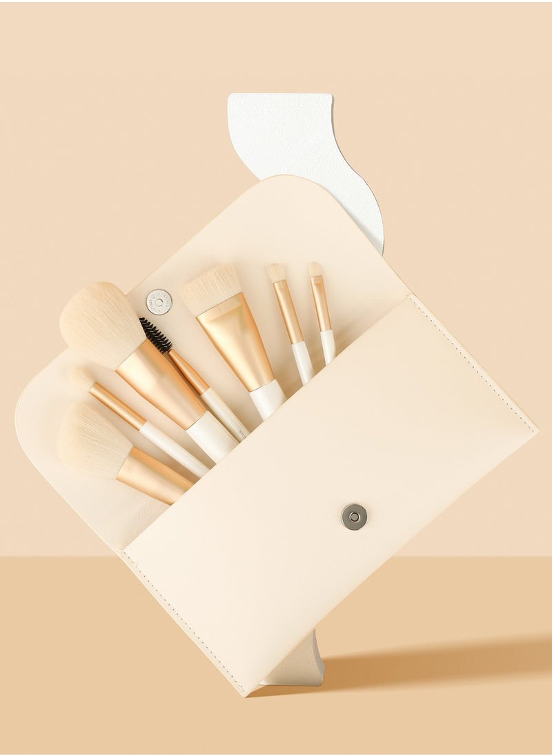 DUcare - Travel Makeup Brush Set Professional Portable 7 Pcs Foundation Powder Contour Eye Shadow Lip Brush with Travel Pouch - Image 1