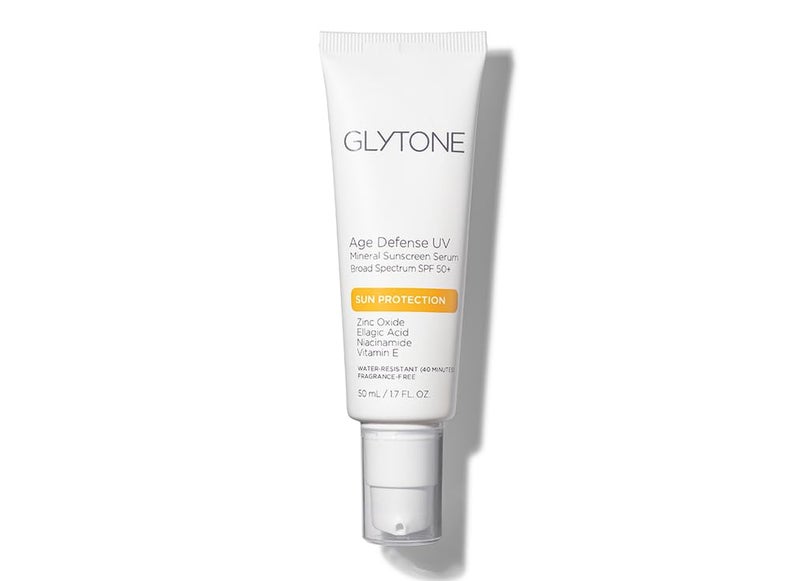 Glytone Age Defense UV Mineral Sunscreen Serum | Broad Spectrum SPF 50+ Sun Protection with Zinc Oxide, Ellagic Acid, Niacinamide & Vitamin E | Fragrance Free Lightweight Sunscreen for Face- 1.7 fl oz - Image 1
