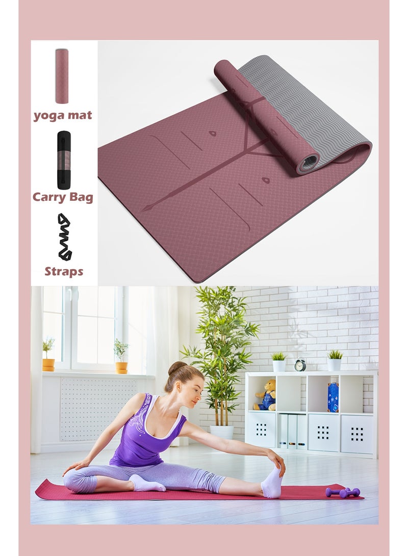 183×61cm Yoga Mat, 6mm Anti-Slip Exercise Mat with Carry Bag and Strap, Thick Fitness Mat for Home Workout - Image 5