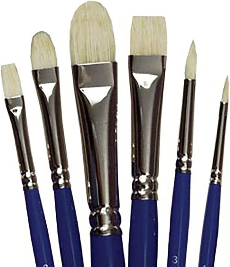 6 Piece Short Handle Paintbrush Set, Perfect for Oil and Alkyd Painting, Traveling & Workshops, Assorted Sizes