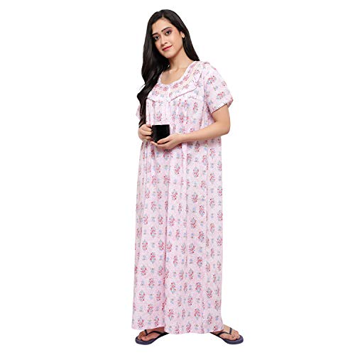CIERGE Women's Cotton Printed Maxi Smoking Zip Nighty (Free Size; Pack of 3) Multicolour - Image 4