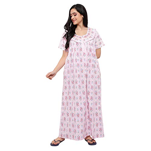 CIERGE Women's Cotton Printed Maxi Smoking Zip Nighty (Free Size; Pack of 3) Multicolour - Image 5